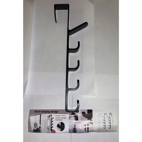 Over Door Five Position Door Hook Black - Picture 2 of 3